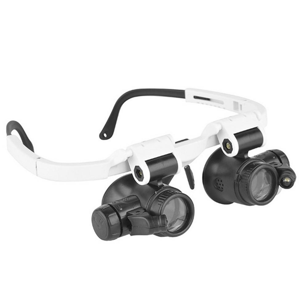 Kopfmontiertes Beleuchtungsmikroskop, Stirnbandreparatur, LED-Lampe, Lichtlupe mit 8-facher, 15-facher und 23-facher Lupenbrille