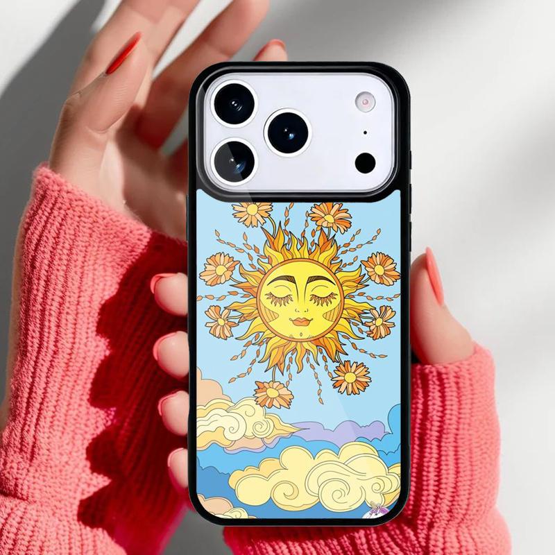Funny Sun Moon Face soft Phone Case for iPhone 17 16 15 14 13 Pro Max Back Cover for 12 11 Pro Coque