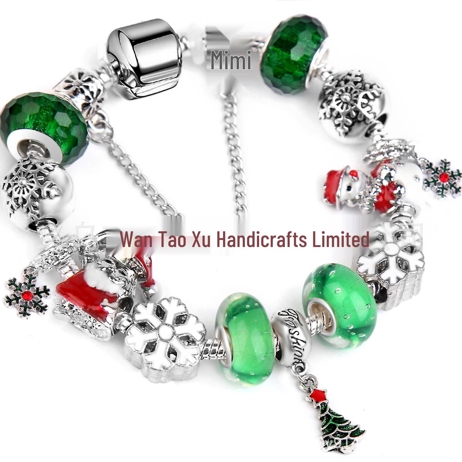 

2018 Подвеска Pandora Снежинка и Санта DIY Браслет из бусин для женщин - Европейский и Американский стиль 21cm