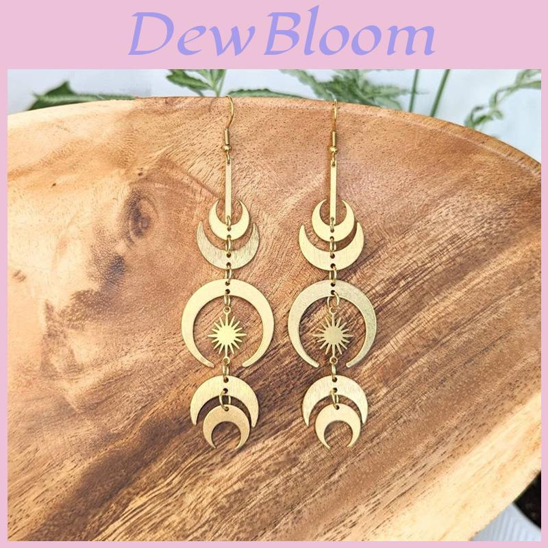 Moonphase Declaration Earrings With Geometric Alloy Design For Women Fall