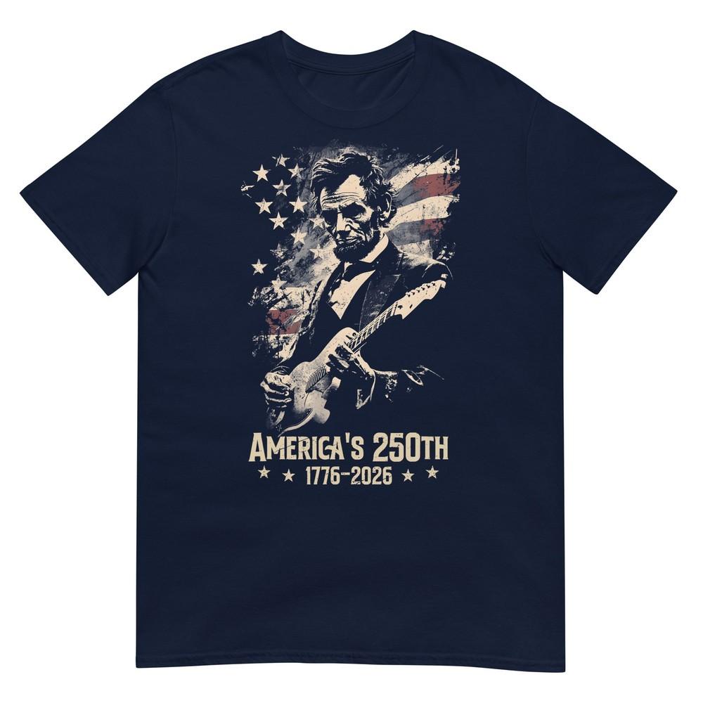 Abraham Lincoln Playing Guitar 4th July 250th Anniversary Tshirt S
