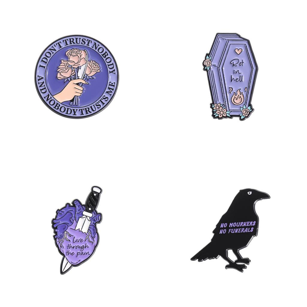 And Colorful Whimsical Cartoon Character Brooch With Stylish Raven Theme For Halloween And Everyday Wear