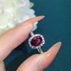 Youngever Colored Gems Ruby Ring for Women Artificial Red Corundum Tourmaline Color Ring with Diamond Fashion Ornament