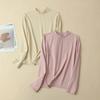 Women's 250g Mulberry Silk Brushed Fleece Long-Sleeve Base Layer Top with Small Stand-Up Collar for Autumn