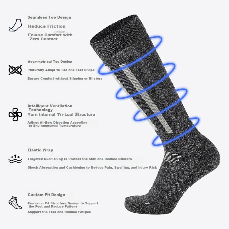 ALPINT MOUNTAIN Merino Wool Socks, Professional Ski Socks, Warm Thick Hiking Socks, Mountain Climbing Socks, Moisture-Wicking And Sweat-Absorbing