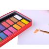 New 24 Colors Artist Solid Watercolor Pigments Tablet With Paint Brush Metal Box