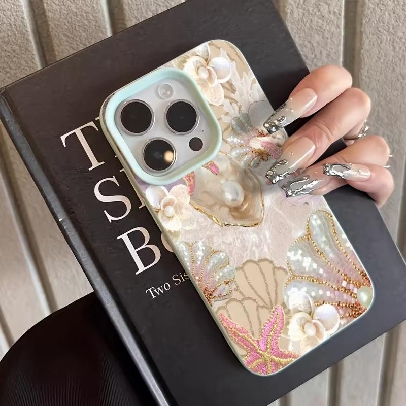 

Pink Starfish Patchwork Design Phone Case For iPhone 17 Pro Max 16 Plus 15 Pro 14 13 12 11 XR 17Air Lychee Textur Soft Cover iPhone 14 Plus світло-зелений колір