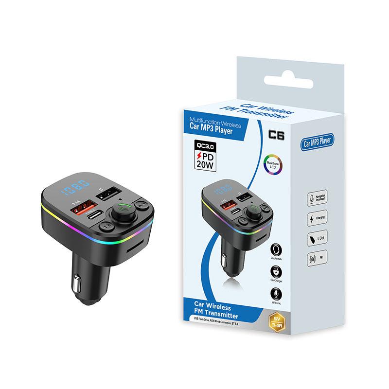 

Bluetooth FM-трансмиттер для автомобиля с MP3, громкой связью, воспроизведением с карты и автомобильным зарядным устройством. C8 Naked