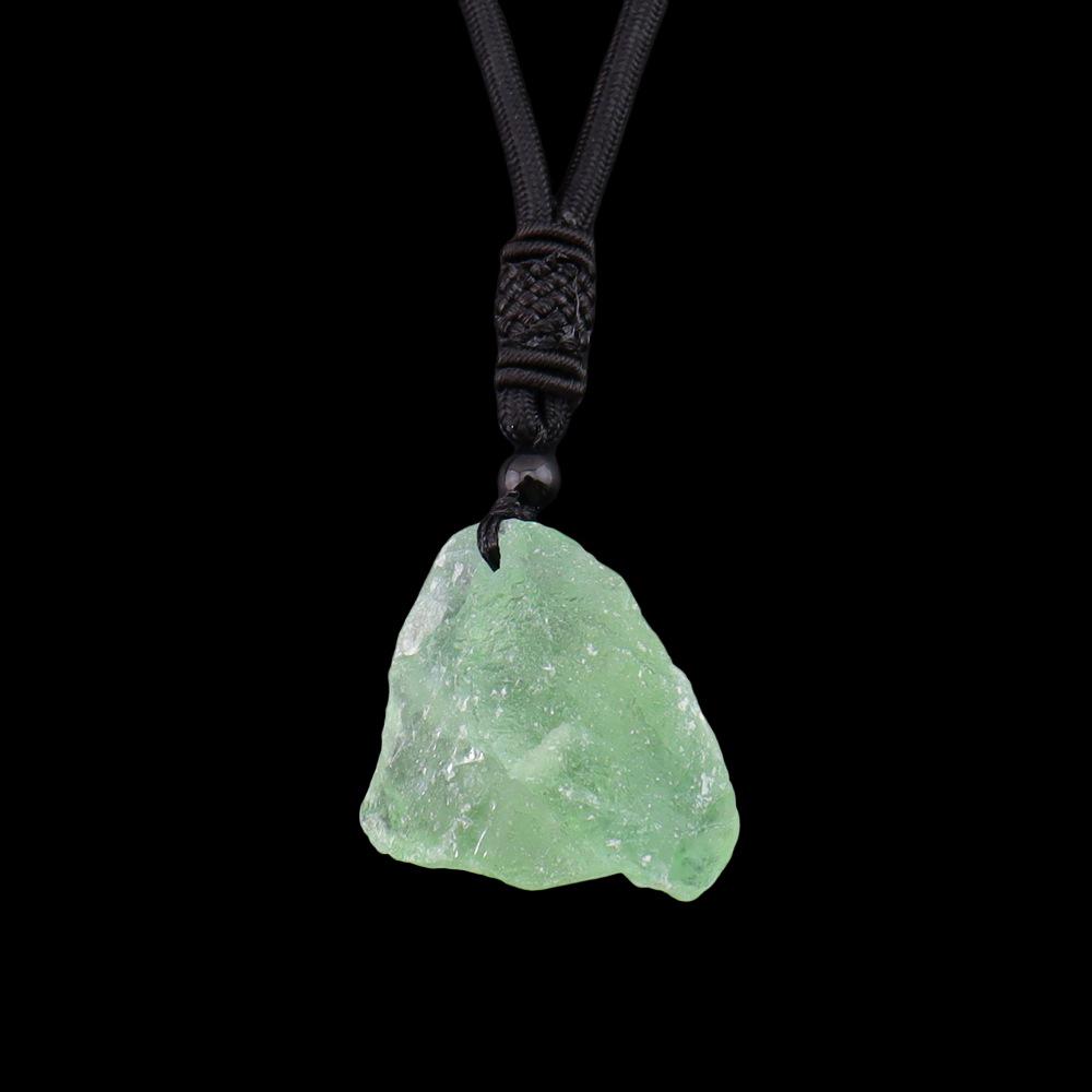 Natural Crystal Irregular Stone Pendant Necklace - Handcrafted Jewelry Sweater Chain