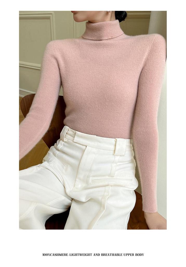 Little Goat Pure Cashmere Women's Slim-Fit Black Turtleneck Sweater
