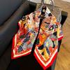 New 91 square scarf silk scarf female alphabet printing four seasons fashion landscape painting retro printing square scarf versatile
