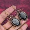 Silver Sheen Obsidian Earrings Copper Wire Wrapped Jewelry Real Gemstone Earring