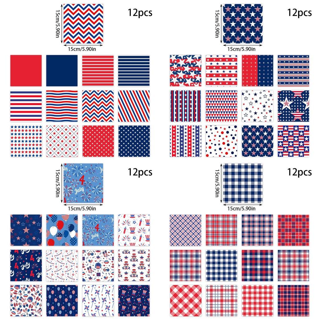 Independence Themed Day Striped Star Balloon Pattern Gift Box Packaging Paper