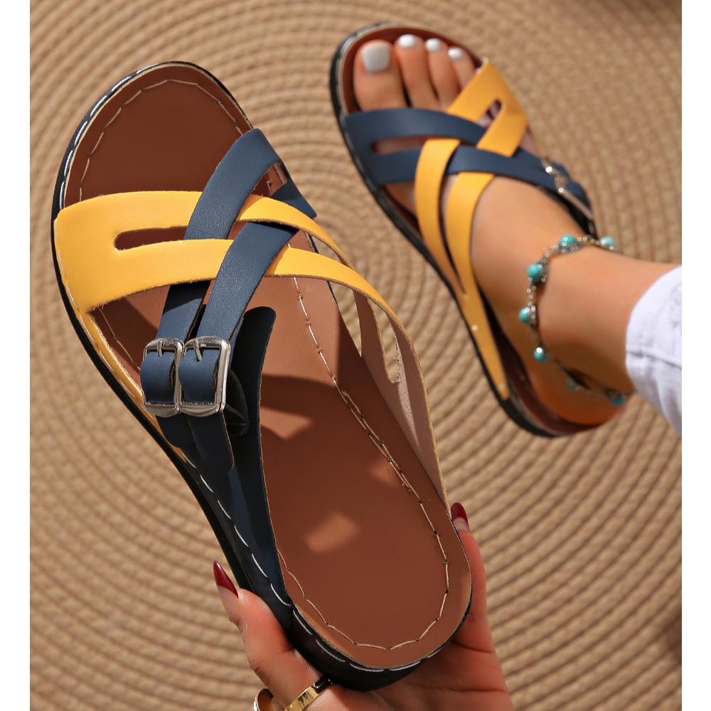 Summer Women Wedge Sandals Premium Orthopedic Open Toe Sandals Vintage Anti-Slip Leather Casual Slippers Platform Retro Shoes