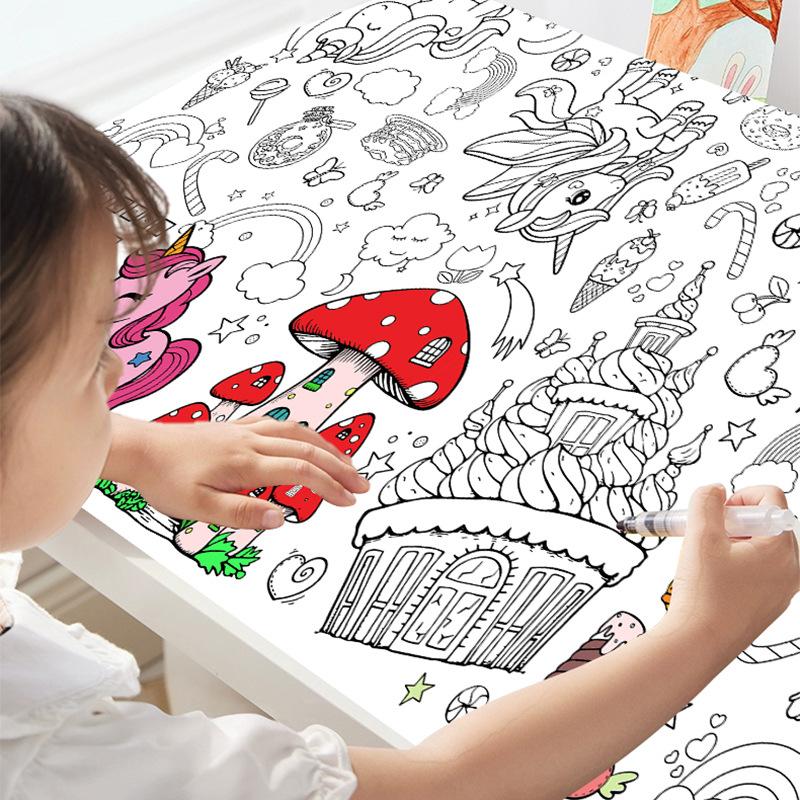 Children's Cartoon Birthday Handmade Drawing Disposable Graffiti Paper Tablecloth DIY Party Halloween Paper Tablecloth Poster