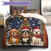Christmas Pitbull Pattern Bedding Home Decoration Birthday Gift (1 * duvet cover + 2 * pillowcase, without core)