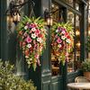 Natural Charm Window Display Artificial Hanging Flowers Basket, Fake Morning Star Floral Vine Garland, Plants Faux Plant for Indoor Outdoor