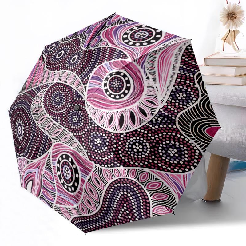 Umbrelă Automată cu Puncte Design Retractabil cu 8 Nervuri Rezistență Construcție Robustă Umbrelă Durabilă pentru Purtare Zilnică