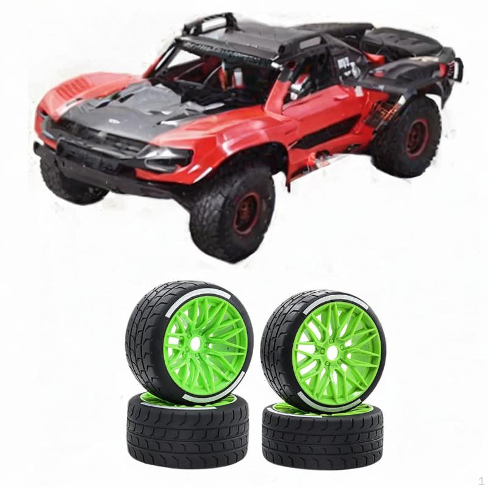 

4 Parts 1: 7 Skala RC Car Tire Spare Modification High -performance Set on Road for зелений