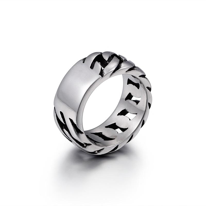 Retro Stainless Steel Men's Ring Punk Cubarn Chain Rotatable Finger Anillos Decompression Beer Trendy Jewelry Gift