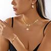 Women's Shiny Geometric Rhinestone Crystal Necklace Choker Chain Bracelet Earrings for Bride Wedding Party Nightclub Jewelry Set