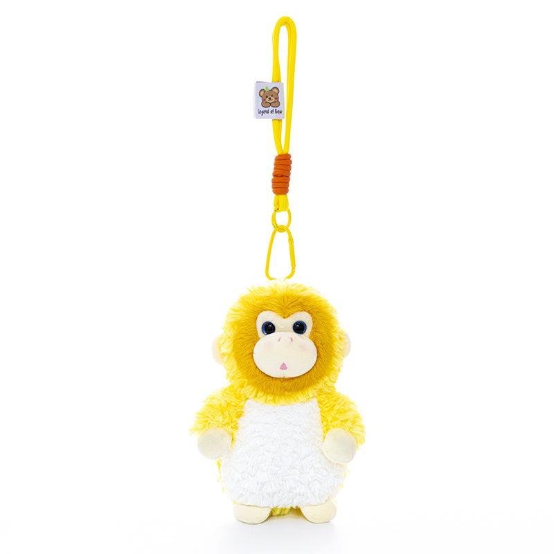 Boneca de Pelúcia de Macaco Dourado Fofo Kawaii Pelúcia Animal Macaco Chaveiro Recheado Animal Macio Criativo Presentes de Aniversário Pingente Fofo