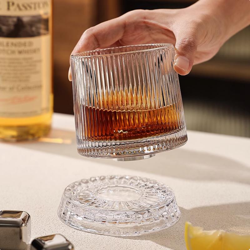 255 ML Whiskey Glass Transparent Wine Glass Household Heat-resistant Rotatable Beer Cup Party Drinkware Foreign wine cup