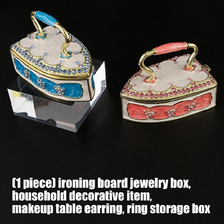 Decorative Enamel Iron Shape Trinket Box with Lid Metal Jewelry Storage Case For Earrings Rings Keepsakes