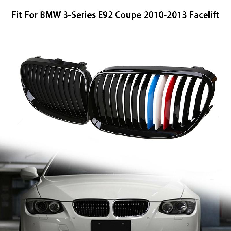 Front Bumper Hood Grills Glossy Black Single Slat Racing Grill Car Accessory For BMW 3-Series E92 E93 Coupe Cabrio 2010-2013 Facelift