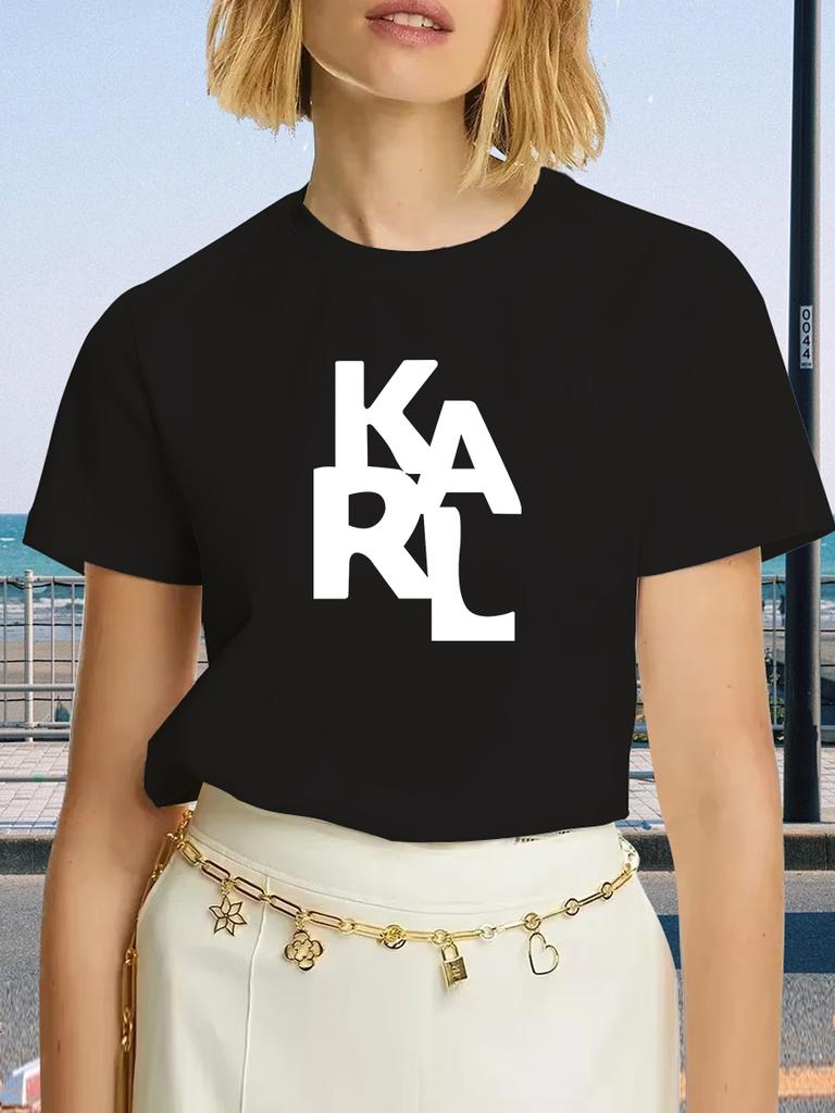 KARL Women's T-Shirt Letter Printing Short Sleeve Cotton Tees High Quality Luxury Brand T-shirt Summer Streetwear Y2k Tops