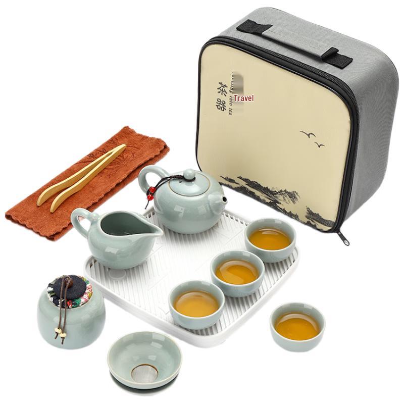 Woding Ge Kiln Portable Travel Tea Set (1 Pot, 4 Cups)