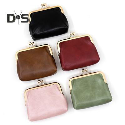 Mini Vintage Coin Purse Faux Leather Kiss Lock Change Pouch Portable Wallet Multi-purpose Keys Earphones Trinkets Lipstick Cosmetic Accessories