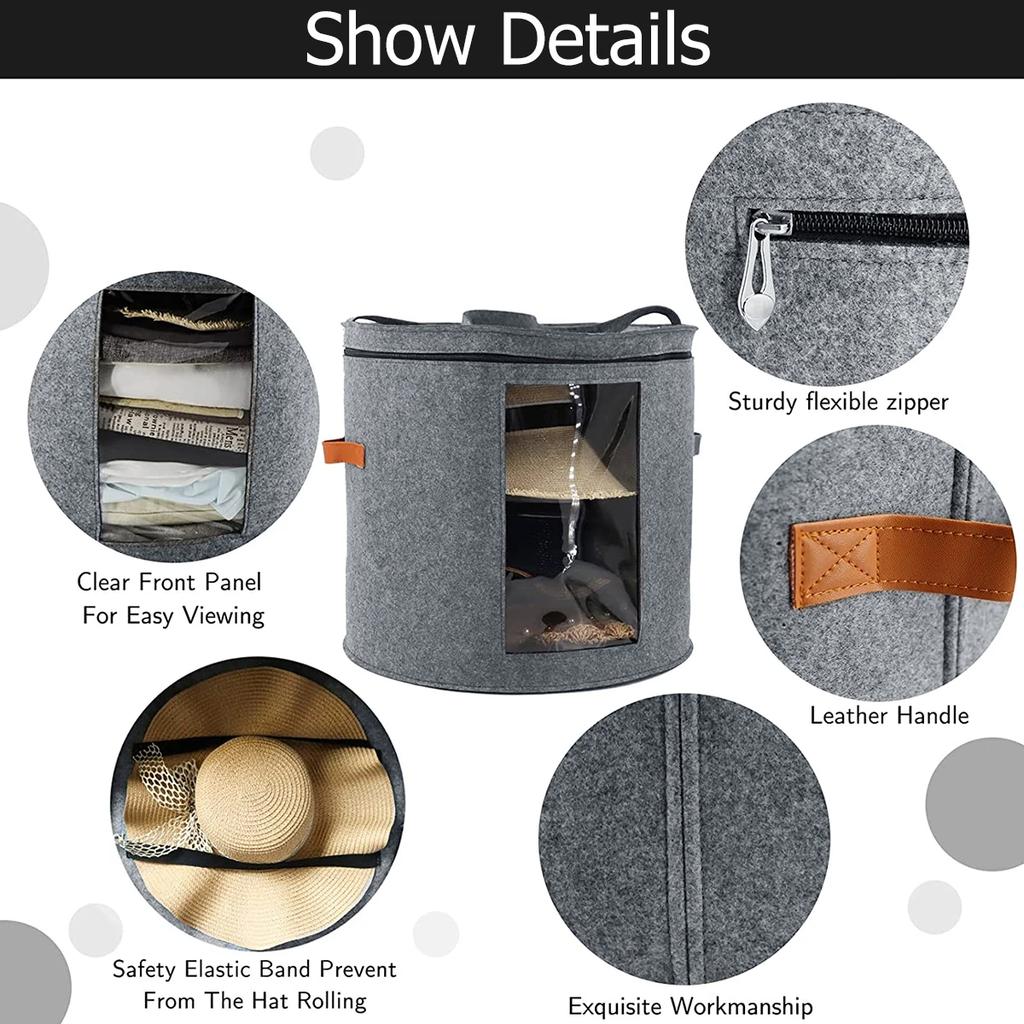 Hat Storage Box Foldable Pop Up Clothes Scarf Children's Toys Dustproof Organizer Case Portable  Adjustable Shoulder Strap