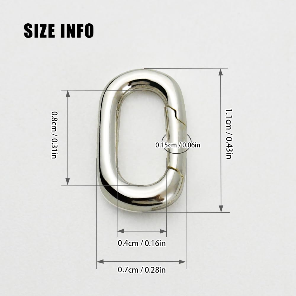 S925 Sterling Silver Oval Carabiner Clasp   Small Spring Connector Extender Closure for Necklace Bracelet Jewelry DIY Projects