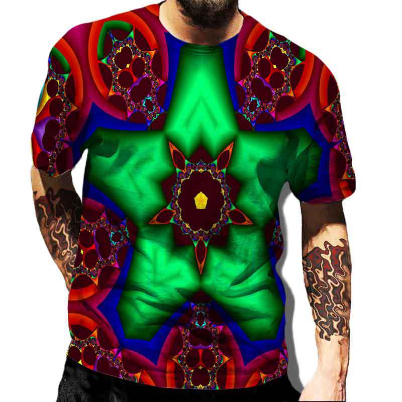 Geometric Shape Creative Design Colorful Vortex 3D Printed T-shirt Casual Street Men's T-shirt