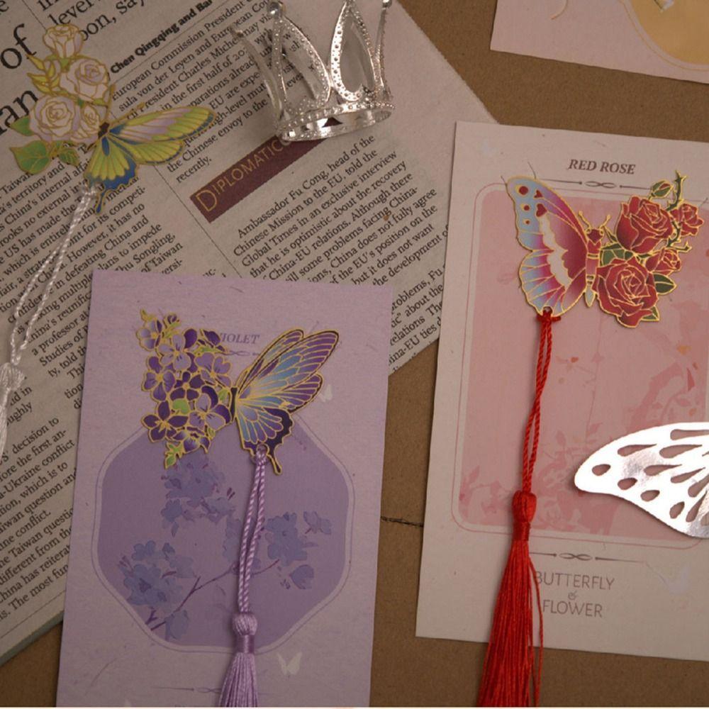 Tassel Metal Bookmark Metal Book Clip Retro Butterfly Bookmark  Teacher