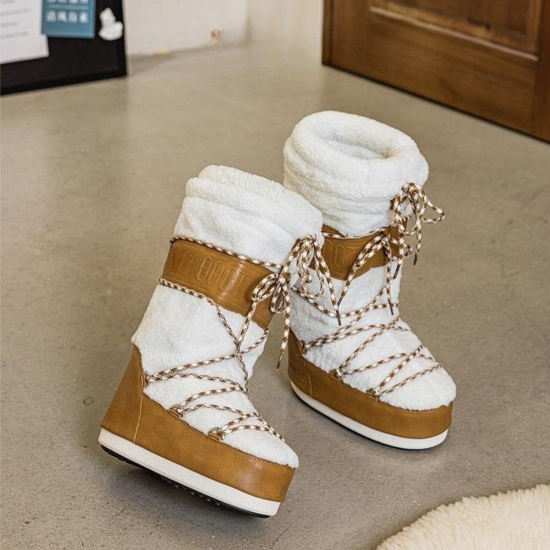 Cizme de iarnă Mărimea 35-40 Femei Cizme de zăpadă Până la jumătatea gambei Impermeabile Anti-alunecare Termice cu platformă pentru vreme rece Căptușite cu pluș cald