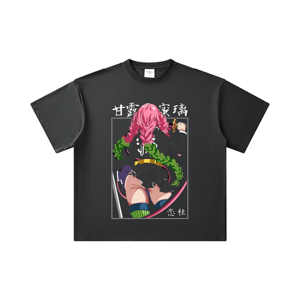 260 GSM Double Yarn 32 Count 100% Cotton Demon Slayer V75 Mitsuri Print Unisex Heavy Cotton T Shirt