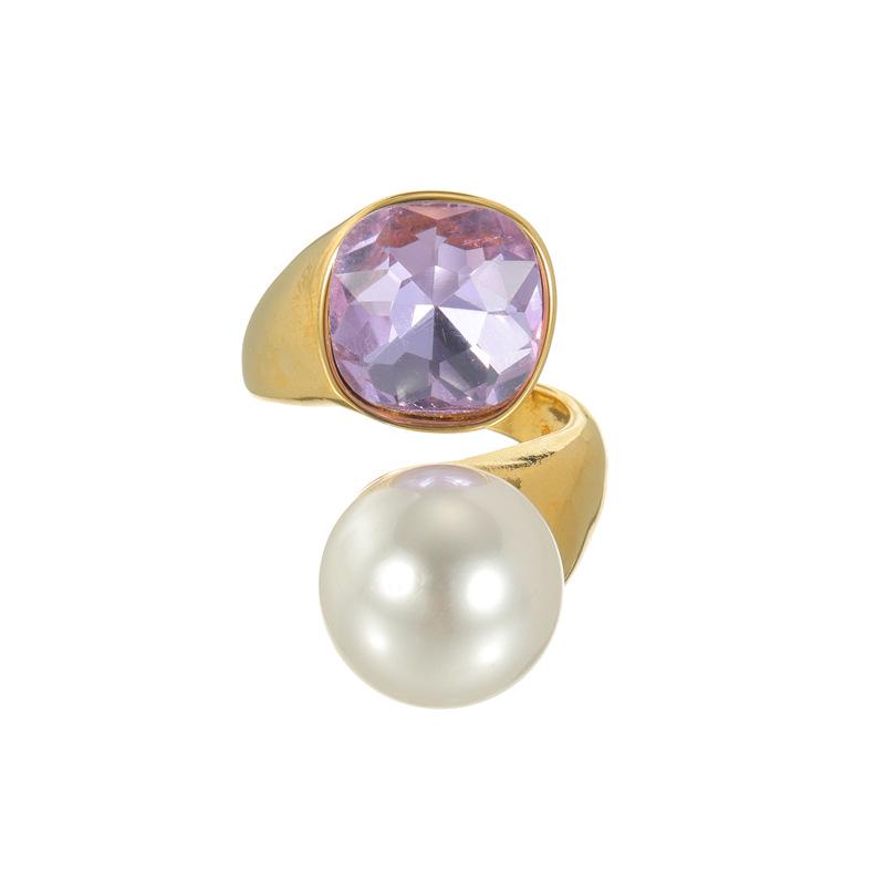 Purple Zirconium Open Ring, Korean Style Titanium Steel Fashion, Autumn/Winter Hand Jewelry