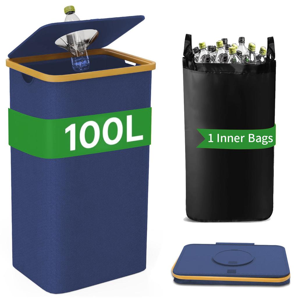 100L Oxford Cloth Foldable Storage Box, Organizer for Clothes & Cans, Collapsible Home Storage Bin
