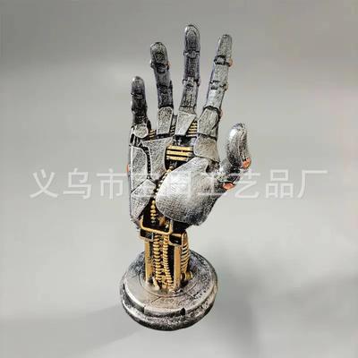 Punk Robotic Arm Resin Statue, Game Controller Bracket Hand Ornament, Unique Tabletop Decoration