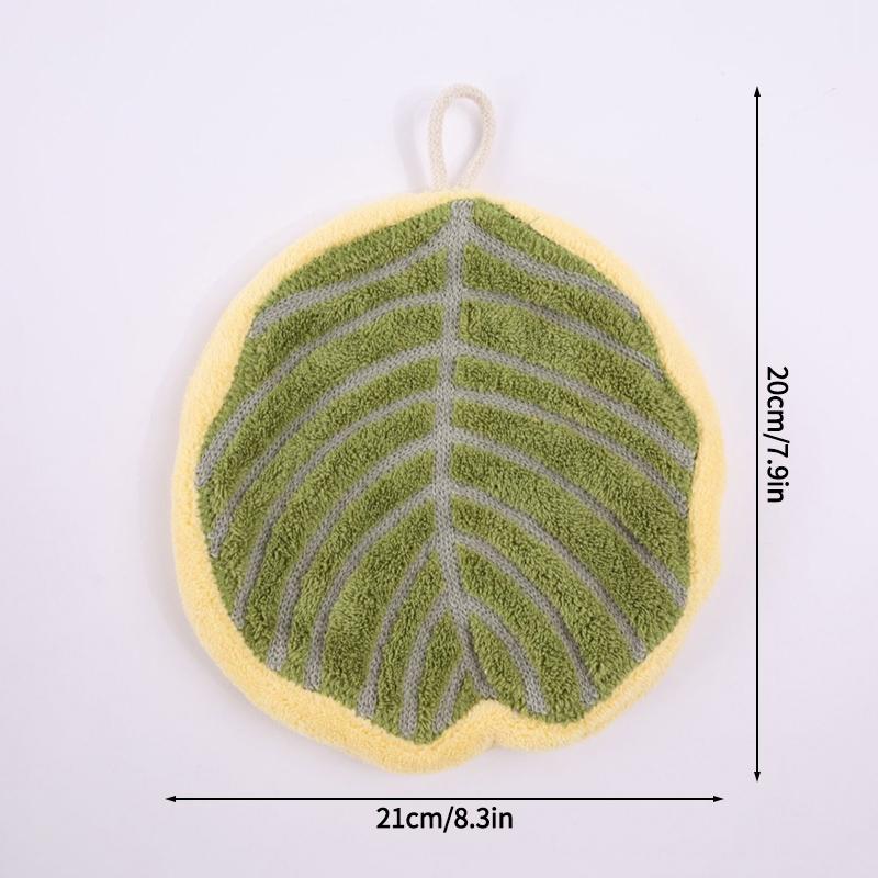 Thickened Plush Kitchen Towel Infusion Shaped Washable Clear Plant Print Hanging Absorbent Towel Household Decorative Towel