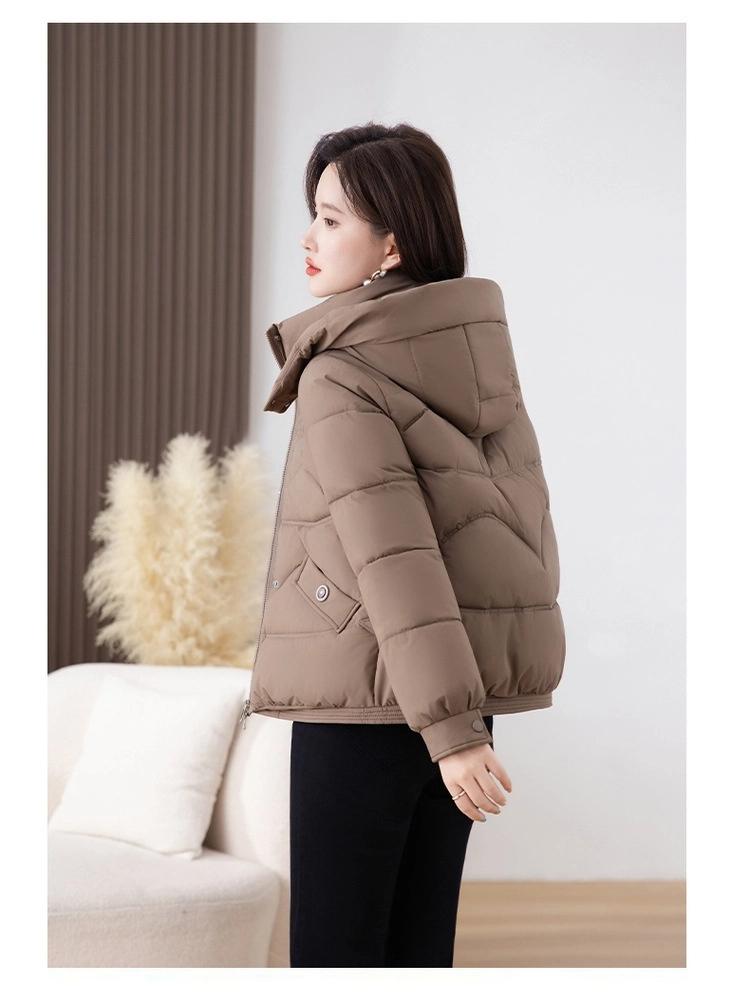 Women’s Short Windproof Thicken Warm Winter Jacket With Detachable Hood