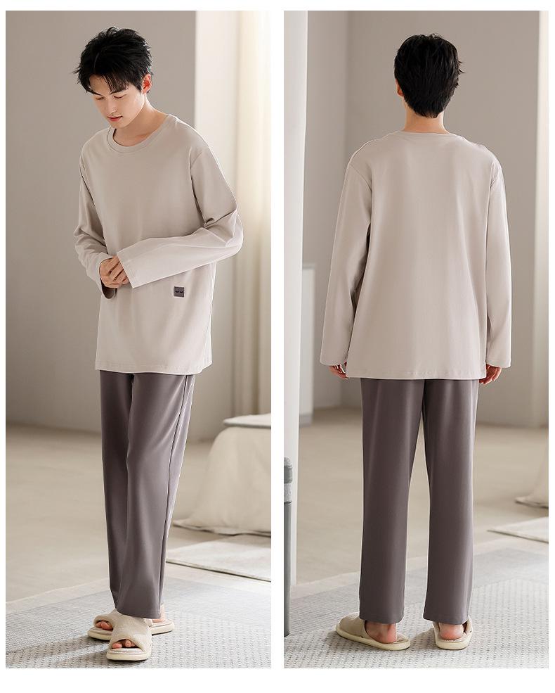 Men's Modal Long Sleeve Pajama Set – Outdoor Wearable, Plus Size, Loose Fit, Casual Homewear for Spring, Autumn, and Winter