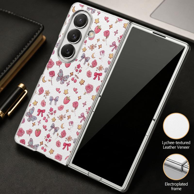 Bow Ties Print Case For Samsung Z Fold 8 Ultra 7 6 5 Luxury Plating Leather Skin Hard Phone Cover For Galaxy Z Fold8 Fold7 Fold6