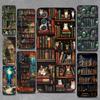 Creative Bookshelf Phone Case For Samsung S25,S24,S21,S22,S23,S30,Ultra,S20,Plus,Fe,Lite,Note,10,9,5G Black Cover