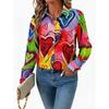 2026 Women's New Loose Long Sleeve Collar Shirt Chiffon Colored Natural Print Shirt Street Commuting Date Top Fast Shipping