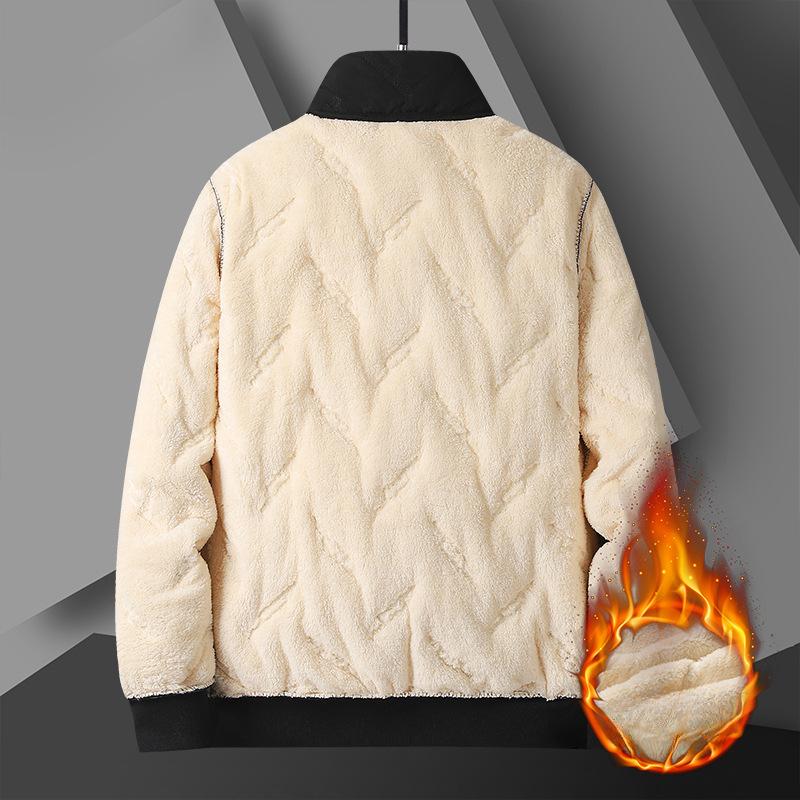 Lamb Wool Thickened Men's Cotton-padded Clothes Autumn and Winter Large Size Middle-aged Windproof Warm Cotton-padded Clothes Men's Casual Jacket