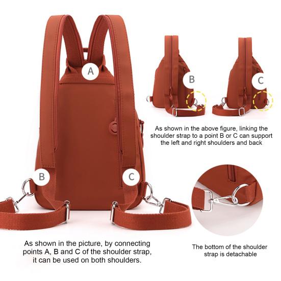 Anti-Theft Sling Backpack 3-in-1 Waterproof Commuter Bag Oxford Fabric Convertible Travel Backpack for Outdoors