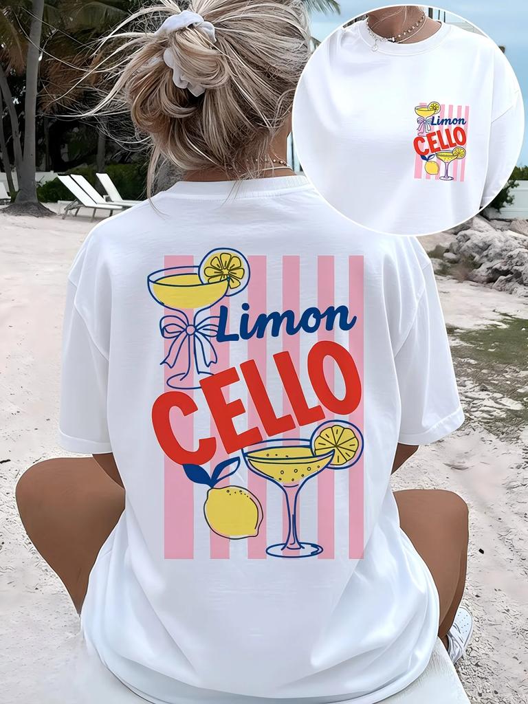 Limoncello Graphic Tshirt Unisex Italian Summer Cocktail Print Tee Vintage Aesthetic Harajuku Short Sleeve Casual Summer Top